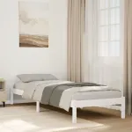 Cadru pat foarte lung fără saltea alb 100x220 cm lemn masiv pin GartenMobel Dekor