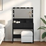 Masă de toaletă cu LED, negru, 80x41x134,5 cm GartenMobel Dekor