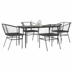 Set de sufragerie de grădină 5 piese neagră Sticlă Poly Rattan GartenMobel Dekor