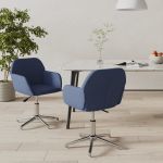 Scaune de bucătărie pivotante, 2 buc., albastru, textil GartenMobel Dekor
