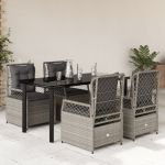Set mobilier de grădină cu perne, 5 piese gri deschis poliratan GartenMobel Dekor