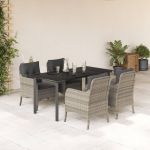 Set mobilier de grădină cu perne, 5 piese gri deschis poliratan GartenMobel Dekor