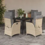 Set mobilier pentru grădină, 5 piese, cu perne, bej, poliratan GartenMobel Dekor