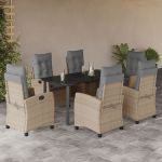 Set mobilier pentru grădină, 7 piese, cu perne, bej, poliratan GartenMobel Dekor