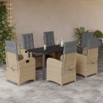 Set mobilier pentru grădină, 7 piese, cu perne, bej, poliratan GartenMobel Dekor