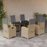 Set mobilier pentru grădină, 7 piese, cu perne, bej, poliratan GartenMobel Dekor