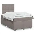 Pat box spring cu saltea, taupe, 120x190 cm material textil GartenMobel Dekor