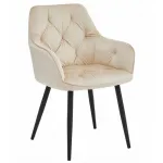 Scaun stil fotoliu bucatarie/living, Artool, York, catifea, metal, bej si negru, 56x62x83.5 cm GartenVIP DiyLine