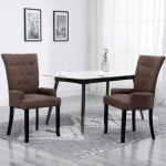 Scaun de bucătărie cu brațe, maro, material textil GartenMobel Dekor