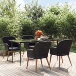 Set masă pentru grădină, 5 piese, cu perne, negru GartenMobel Dekor