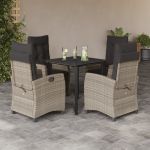 Set mobilier de grădină cu perne, 5 piese gri deschis poliratan GartenMobel Dekor