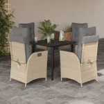 Set mobilier pentru grădină, 5 piese, cu perne, bej, poliratan GartenMobel Dekor