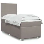 Pat box spring cu saltea, gri taupe, 90x190 cm, textil GartenMobel Dekor
