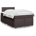 Pat box spring cu saltea, maro închis, 120x190 cm, textil GartenMobel Dekor