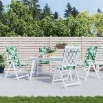 Perne de scaun spătar înalt, 4 buc., model frunze, textil GartenMobel Dekor