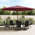 Umbrelă soare de grădină stâlp din lemn, roșu bordo, 400x273 cm GartenMobel Dekor