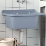 Chiuvetă lavoar pentru montare pe perete gri 60x40x28 cm rășină GartenMobel Dekor