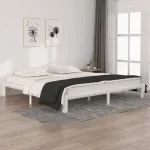 Cadru de pat, alb, 200x200 cm, lemn masiv de pin GartenMobel Dekor