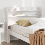 Tăblie de pat cu rafturi, alb, 90 cm, lemn masiv de pin GartenMobel Dekor