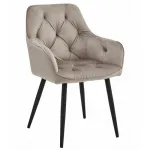 Scaun stil fotoliu bucatarie/living, Artool, York, catifea, metal, bej inchis si negru, 56x62x83.5 cm GartenVIP DiyLine