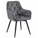 Scaun stil fotoliu bucatarie/living, Artool, York, rotativ, catifea, metal, gri inchis si negru, 56x61x84 cm GartenVIP DiyLine