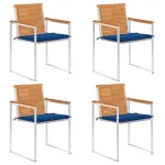 Scaune de grădină cu perne, 4 buc., lemn masiv de acacia GartenMobel Dekor