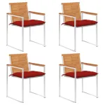 Scaune de grădină cu perne, 4 buc., lemn masiv de acacia GartenMobel Dekor