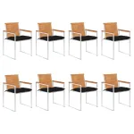 Scaune de grădină cu perne, 8 buc., lemn masiv de acacia GartenMobel Dekor