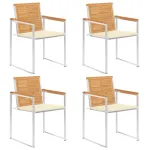 Scaune de grădină cu perne, 4 buc., lemn masiv de tec GartenMobel Dekor