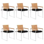 Scaune de grădină cu perne, 6 buc., lemn masiv de tec GartenMobel Dekor