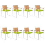 Scaune de grădină cu perne, 8 buc., lemn masiv de tec GartenMobel Dekor