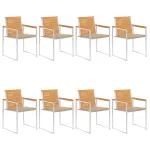 Scaune de grădină cu perne, 8 buc., lemn masiv de tec GartenMobel Dekor