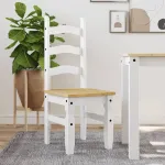 Scaune de bucătărie Corona 2buc. alb 42x47x107cm lemn masiv pin GartenMobel Dekor