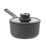 Cratita BergHOFF Stone, 18 cm, 2.1L, capac, mâner lung, Aluminiu, Sticlă, Negru HighLine Cooking