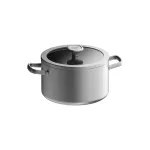 Oala BergHOFF Graphite, 24 cm, 6L, capac, Oțel inoxidabil reciclat, Sticlă, Argintiu HighLine Cooking