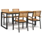 Set mobilier de grădină, 5 piese, lemn masiv de acacia și metal GartenMobel Dekor