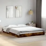 Cadru de pat fără saltea Stejar afumat 160x200cm Lemn prelucrat GartenMobel Dekor
