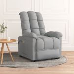 Fotoliu de masaj electric rabatabil, gri deschis, textil GartenMobel Dekor