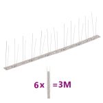 Set bandă cu țepi antipăsări cu 2 rânduri, 6 buc., oțel, 3 m GartenMobel Dekor