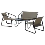 Set mobilier gradina/terasa, maro, otel, textil, 1 masa, 2 scaune, 1 canapea, Soffi GartenVIP DiyLine