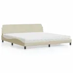 Pat cu saltea, crem, 200x200 cm, textil GartenMobel Dekor