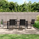Set mobilier de grădină, 7 piese, negru, textilenă și oțel GartenMobel Dekor