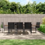 Set mobilier de grădină, 9 piese, negru, textilenă și oțel GartenMobel Dekor