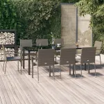 Set mobilier de grădină cu perne, 9 piese, negru/gri, poliratan GartenMobel Dekor