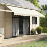 Copertină retractabilă, crem, 400x150 cm, țesătură și oțel GartenMobel Dekor