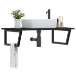 Raft pentru lavoar montat pe perete, oțel și lemn masiv stejar GartenMobel Dekor