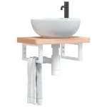 Suporturi de raft pentru lavoar 2 buc., alb dreptunghiular oțel GartenMobel Dekor