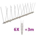Set bandă cu țepi antipăsări cu 2 rânduri, 6 buc., plastic, 3 m GartenMobel Dekor