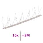 Set bandă cu țepi antipăsări cu 5 rânduri, 10 buc., oțel, 5 m GartenMobel Dekor