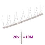Set bandă cu țepi antipăsări cu 5 rânduri, 20 buc., oțel, 10 m GartenMobel Dekor
